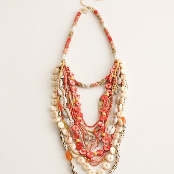 Chico's Novy Beaded Disc Warm Gold Tone Multi Strand Necklace - Picture 5 of 9